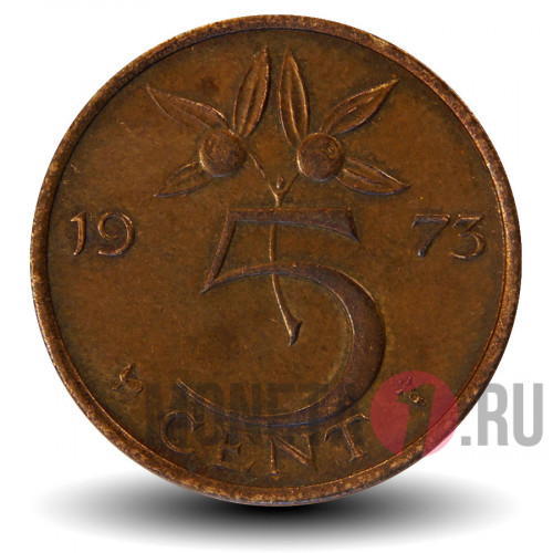 5 центов 1973 года - Нидерланды - Юлиана