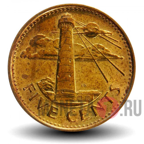 5 центов 2010 года - Барбадос - Маяк Гордон