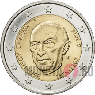 2 евро 2026 год. Аденауэр. Германия