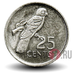 25 центов 1992 года - Сейшельские Острова - Черный попугай