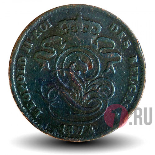 2 сантима 1874 года - Бельгия - Леопольд II