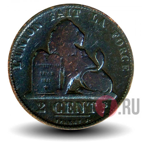 2 сантима 1874 года - Бельгия - Леопольд II
