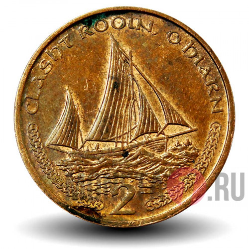 2 пенса 2000 года - Остров Мэн - Рыболовное судно