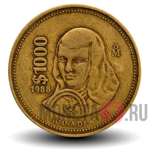 1000 песо 1988 года - Мексика - Хуана Инес де ла Крус