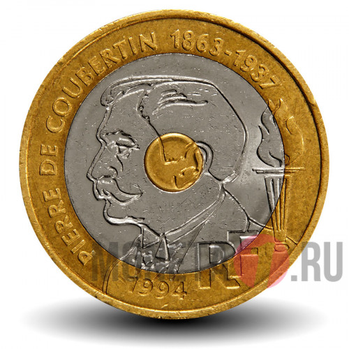 20 Франков 1994 - Pierre de Coubertin - Триметалл
