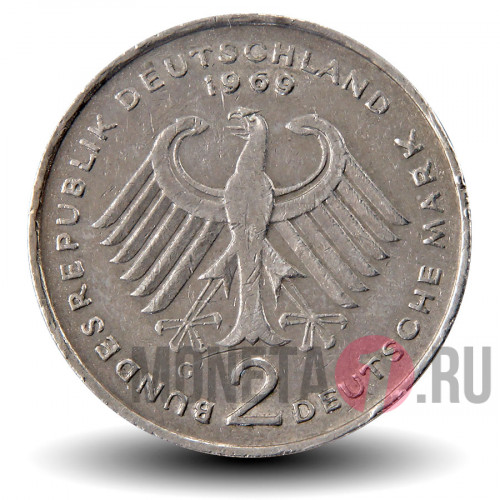 2 марки 1969 года - Аденауэр Конрад - ФРГ - G