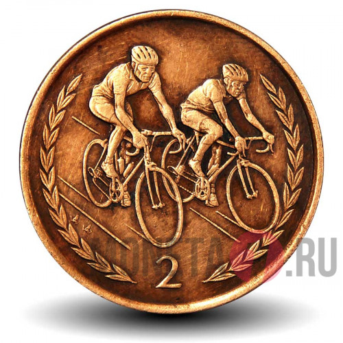 2 пенса 1997 года - Остров Мэн - Велосипедисты
