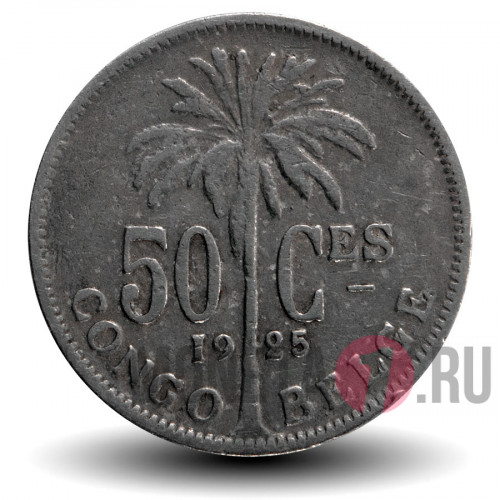 50 сантимов 1925 года - Бельгийское Конго - Альберт I