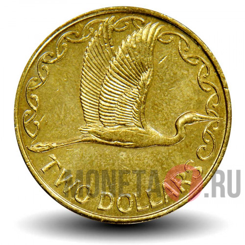2 доллара 2005 года - Новая Зеландия - Белая цапля