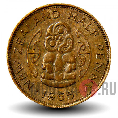Half Penny 1965 года - Новая Зеландия - Талисман Хей-Тики