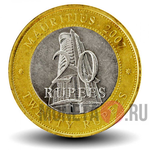 20 рупий 2007 года - Маврикий - 40 лет банку