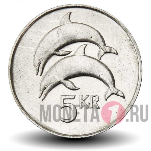 5 крон 2005 года - Исландия - Дельфины