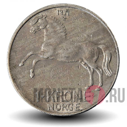 1 крона 1971 года - Норвегия - Лошадь
