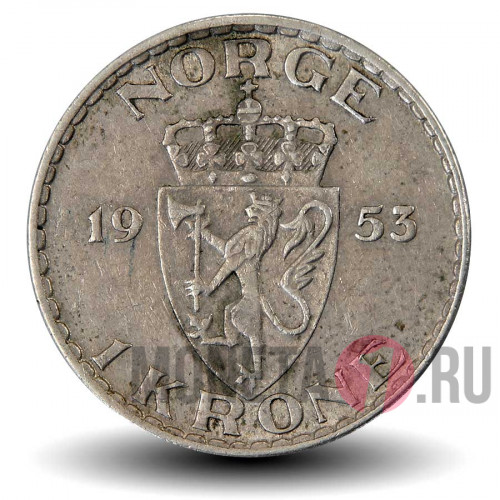 1 крона 1953 года - Норвегия - Хокон VII