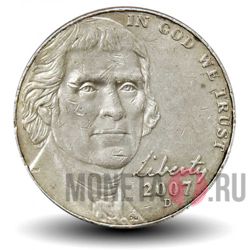 5 центов 2007 года - Джефферсон - Усадьба Монтичелло - США - D