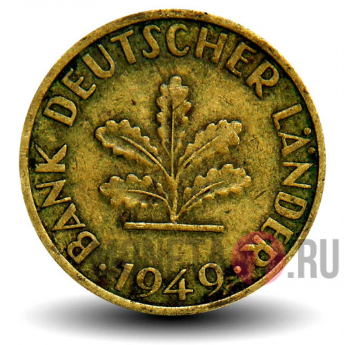 5 пфеннигов 1949 года - ФРГ - Дуб - J