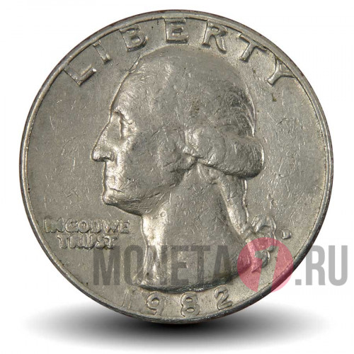25 центов 1982 года - США - Джордж Вашингтон - D