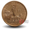 1 доллар - Индианка - Sacagawea Договор с делаварами (Волк и черепаха) - 2013 год - P