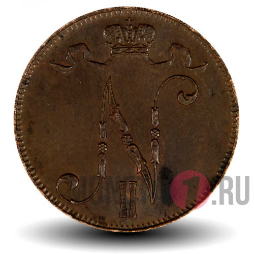 5 пенни 1914 года - Финляндия - Вензель Николая II