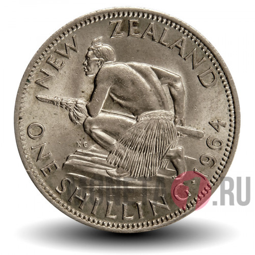 1 шиллинг 1964 года - Новая Зеландия - Воин Маори