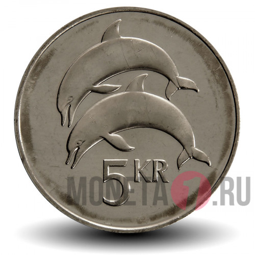 5 крон 1999 года - Исландия - Дельфины