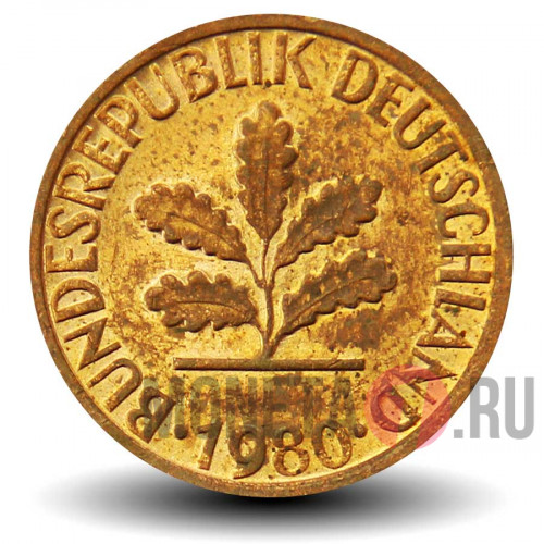 1 пфенниг 1980 года - ФРГ - G