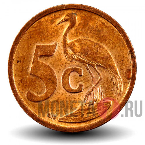 5 центов 2007 года - ЮАР - Синий журавль