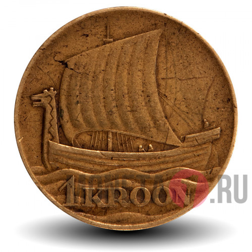 1 крона 1934 года - Довоенная Эстония - Парусник