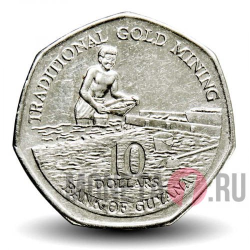 10 долларов 2007 года - Гайана - Добыча золота