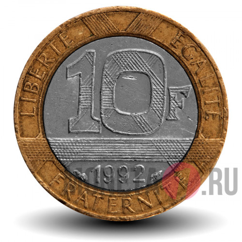 Биметаллическая 10 франков 1992 год - Франция