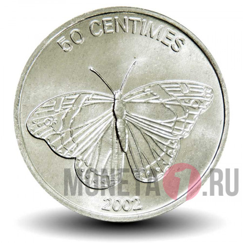 50 сантимов 2002 года - ДР Конго - FAO - Бабочка