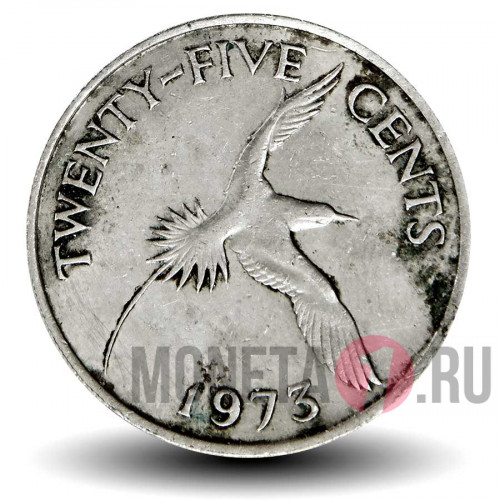 25 центов 1973 года - Бермуды - Птица Лонгтейл