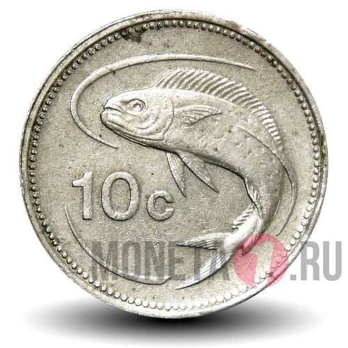 10 центов 1991 года - Мальта - Рыба дорадо