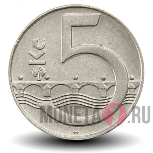 5 крон 1994 года - Чехия - Карлов Мост (кленовый лист)