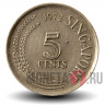 5 центов 1972 года - Сингапур - Большая белая цапля