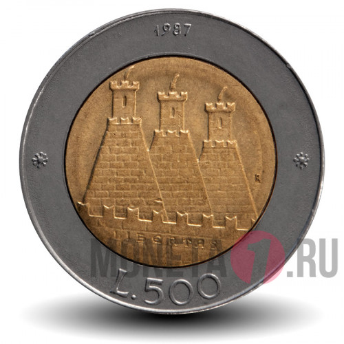500 лир - Возобновление чеканки монет - 1987 год - Сан-Марино