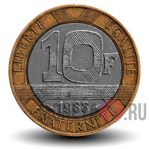 10 франков 1988 год - Франция - Биметалл