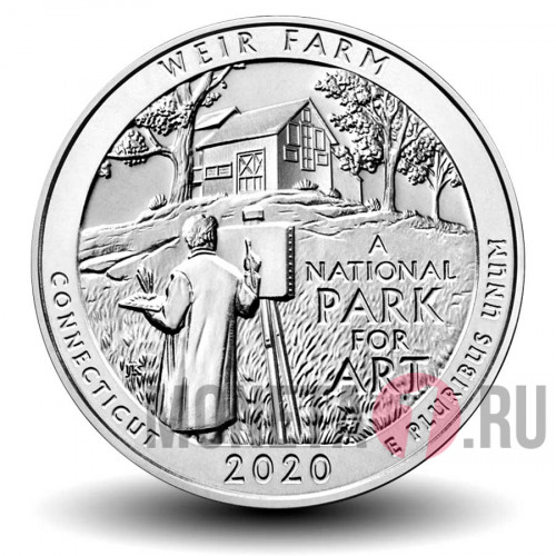 25 центов 2020 года - 52-й Национальный парк Вейр Фарм - Коннектикут - P
