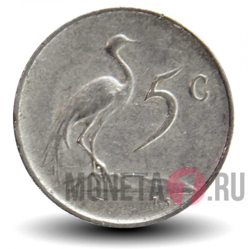 5 центов 1971 года - ЮАР - Синий журавль