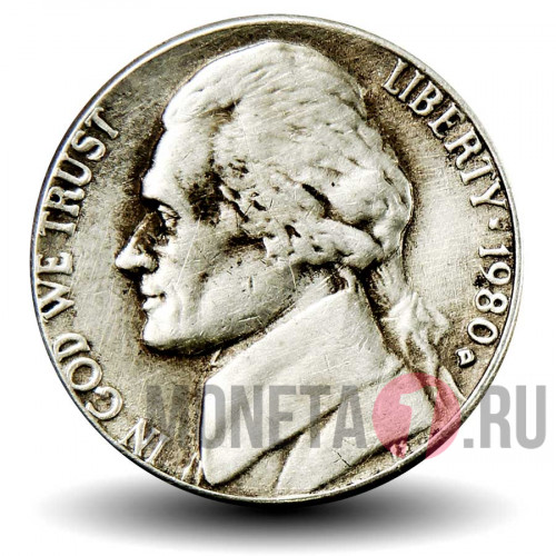5 центов 1980 года - Усадьба Монтичелло (Monticello) - США - D
