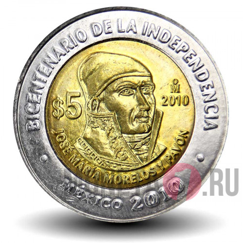 5 песо 2010 года - Хосе Мария Морелос - Мексика (31)