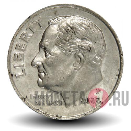 1 дайм 2008 года - США - Рузвельт - P