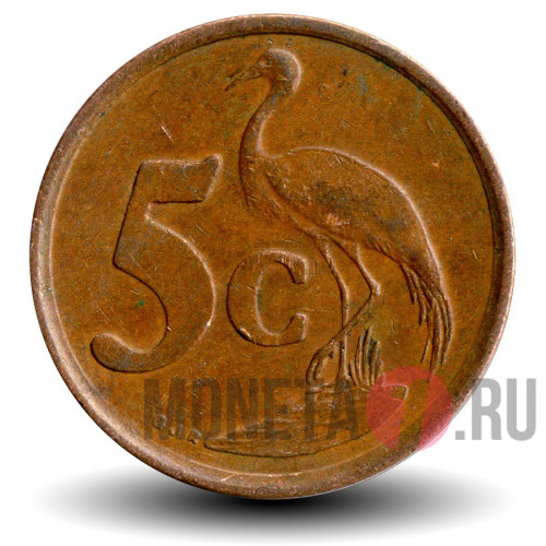 5 центов 1996 года - ЮАР - Синий журавль