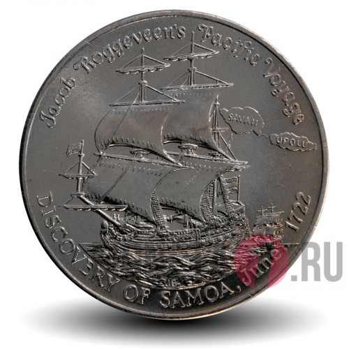 1 тала - 250-летие открытия Самоа Якобом Роггевеном - 1972 год