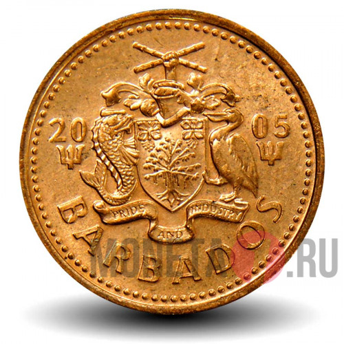 1 цент 2005 года - Барбадос - Трезубец