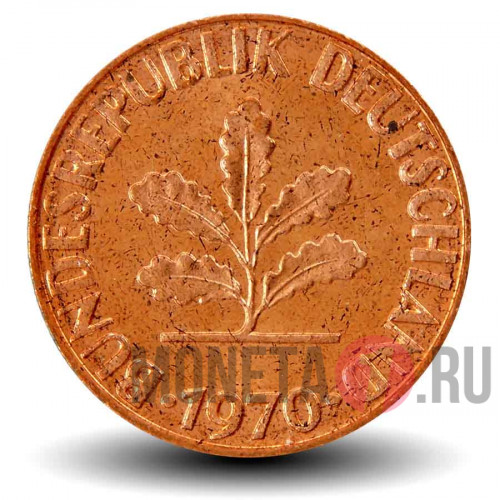 2 пфеннига 1970 года - ФРГ - Дуб - J