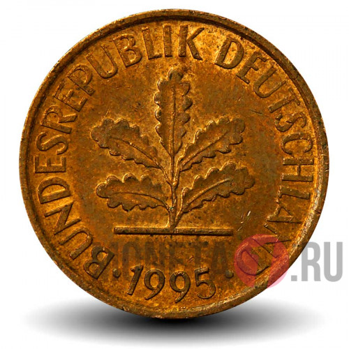 2 пфеннига 1995 года - ФРГ - Дуб - F