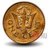 1 цент 1992 года - Барбадос - Трезубец