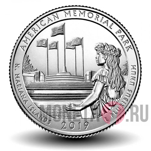 25 центов 2019 года - Северные Марианские острова - Американский мемориальный парк - P