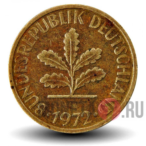 5 пфеннигов 1972 года - ФРГ - Дуб - D